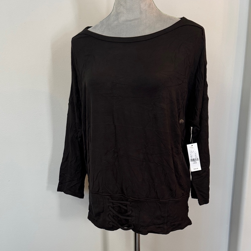 New York & Company Black tshirt soft Top NWT L